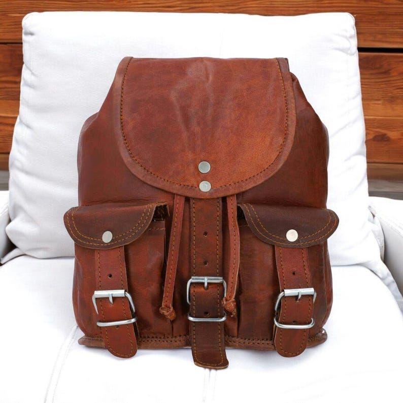 Leather Mini Backpack, Travel Backpack, Brown Leather Laptop Bag, Gift for Him Her, Handmade Unisex Daypack, Back to School