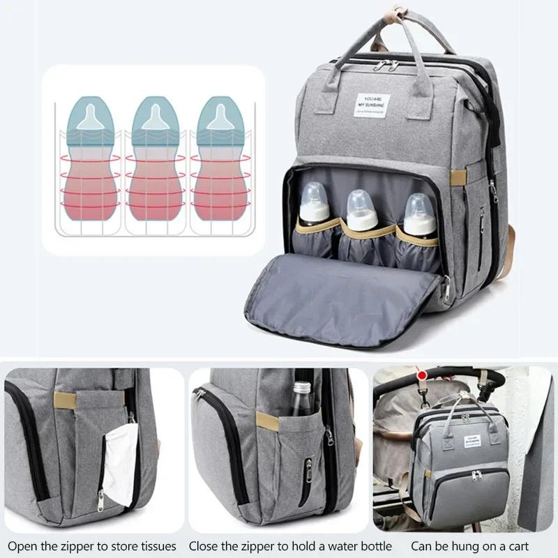 Mommy Diaper Bags Baby Bed Mother Large Capacity Nappy Milk Bottle Backpacks With Changing Mat Convenient Baby Nursing Bags