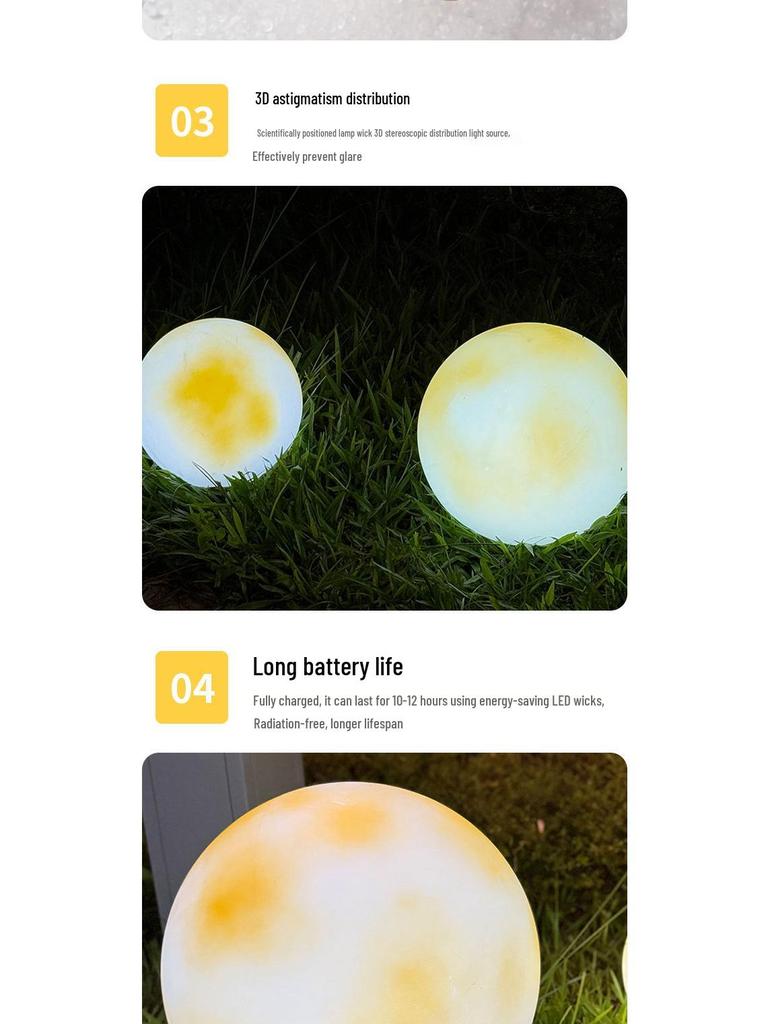 Solar-Powered Moon Lamp for Garden and Yard - Waterproof Decorative Outdoor Light