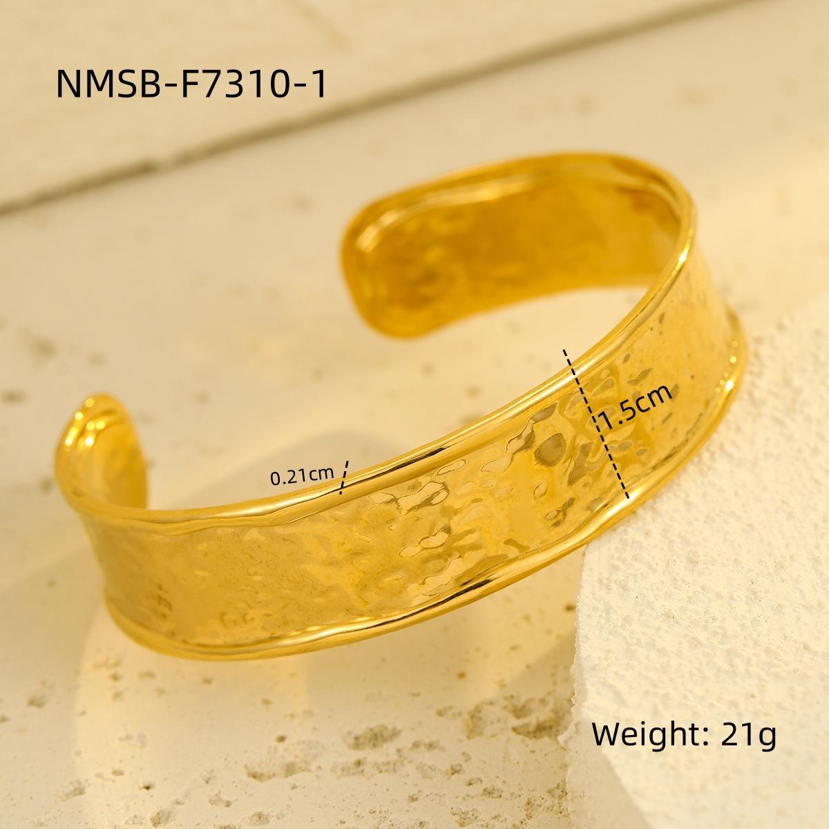 GEMCHIC Women s Stainless Steel Textured Wide Bangle Bracelet Light Luxury Titanium Steel Hand Jewelry