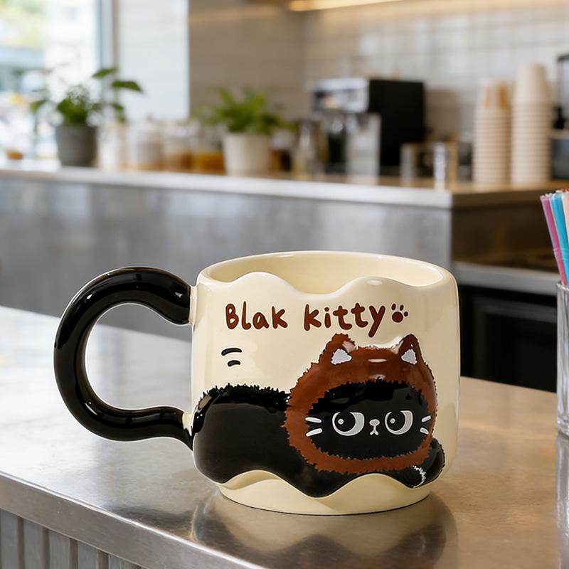 Birthday Gift Mug With Lid Spoon Cup High Value Girl Household Ceramic Drinking Cup Breakfast Coffee Cup