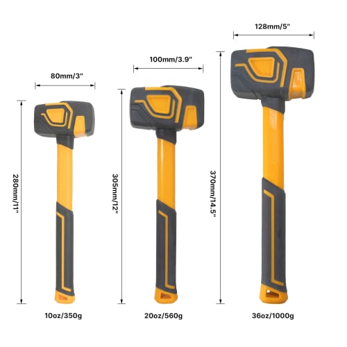HFS(R) Rubber Hammer, Shockless Hammer, Large Hammer, Woodworking Hammer, 0.35kg