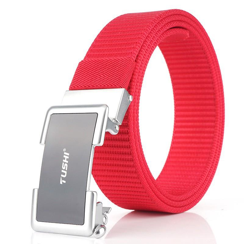 Canvas Jeans Men Belt Student Youth Korean Style Pants Casual Automatic Buckle Nylon