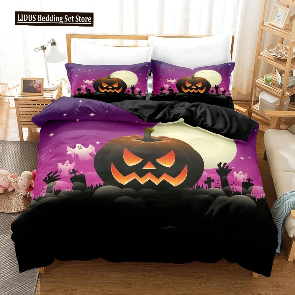 

Halloween 3D Cartoon Bedding Set Soft Polyester Quilt Cover Single Twin Queen Size Pumpkin Ghost Duvet Cover Room Decor 70x133cm 2pcs