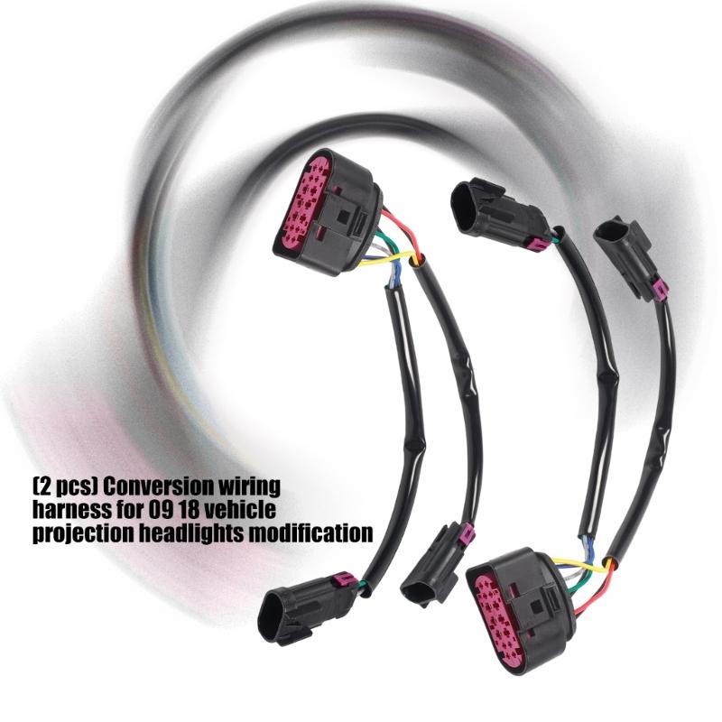2Pcs Conversion Harnesses Plug Connector for Truck 2009-2018 Housing Headlight to Projector Headlight Wiring
