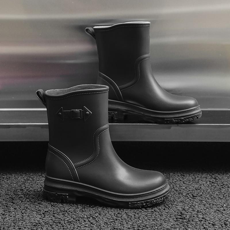 

Корейские дождевые ботинки женские средней длины водонепроницаемые повседневные резиновые сапоги легкие нескользящие резиновые ботинки рукав водная обувь работа 41 серый