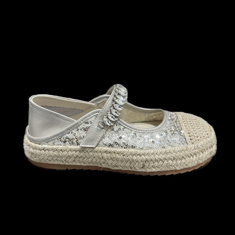 

Блестящие ленивые повседневные туфли-лодочки женские весна и лето 2025 платформа два способа носки универсальные на одном ремешке Мэри Джейн женские 40 серебряный