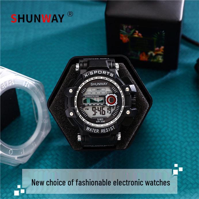 Ceas LED pentru tineret, luminos, rezistent la apă, cronograf sport multifuncțional