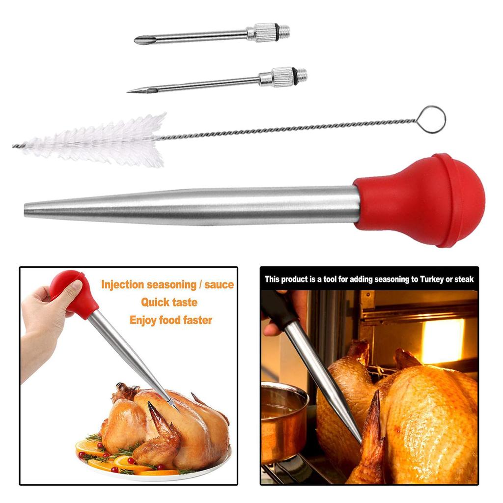 Stainless Steel Turkey Seasoning Tool Manual Pump for Red