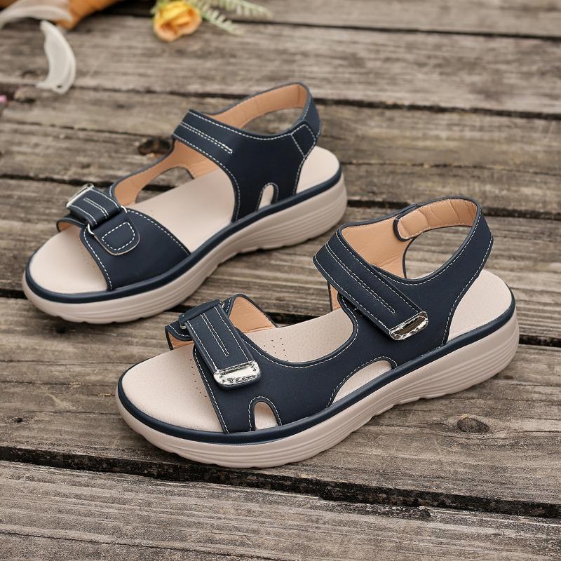 New Large Size Casual Sandals Women's Sports Style Velcro One-character Comfortable Fish Mouth Sandals
