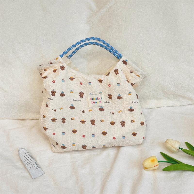 41 Embossed Cartoon Puppy Hand Bag Female Hand Shoulder Canvas Bag Going Out To Work Commuter Bag