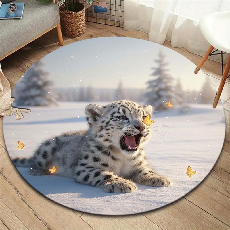 Animalsthatyawn Round Area Rug,Carpet Rug for Living Room Bedroom Sofa Playroom Decor,Non slip Floor Mat