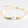 Stainless Steel Bracelet With Smooth 3mm Sea Shell Bead Minimalist Design Women Fashion OL Jewelry