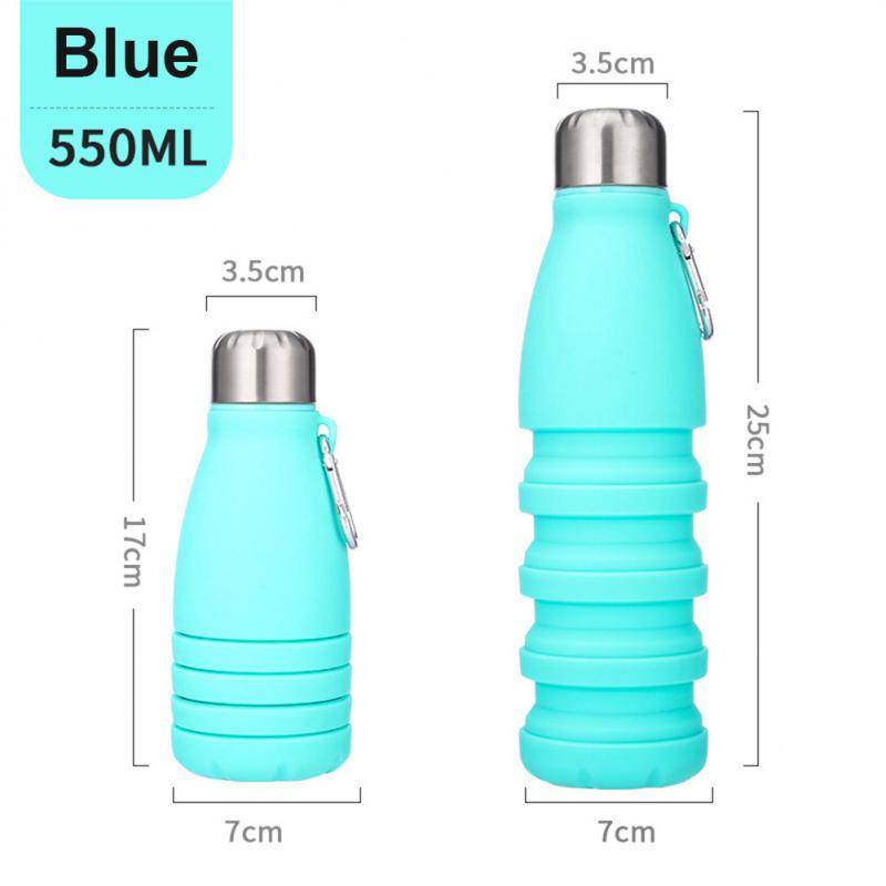 Pahar de Apă Telescopic cu Carcasă de Silicon Multifuncțional Portabil Telescopic Pliabil Sticle de Apă Pentru Sport Alpinism în Aer Liber 550ML