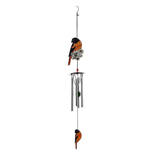 Bird Wind Chimes for Outside Stained Glass Bird Hanging Windchime with 4 Tubes for Balcony Garden Porch Backyard Decor
