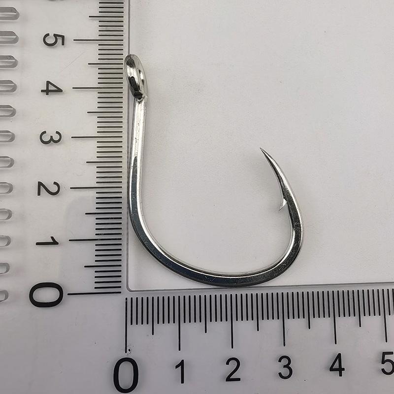 10Pcs Sets Tin-Plated Anti-Rust Jig Hooks with Eyelets High Carbon Steel Deep Sea Fishing Hooks