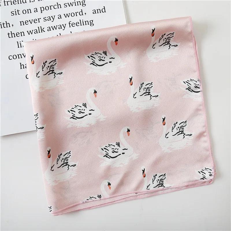 50x50 Square Scarf Hair Tie Band For Business Party Women Elegant Small Vintage Skinny Retro Head Neck Silk Satin Scarf Present