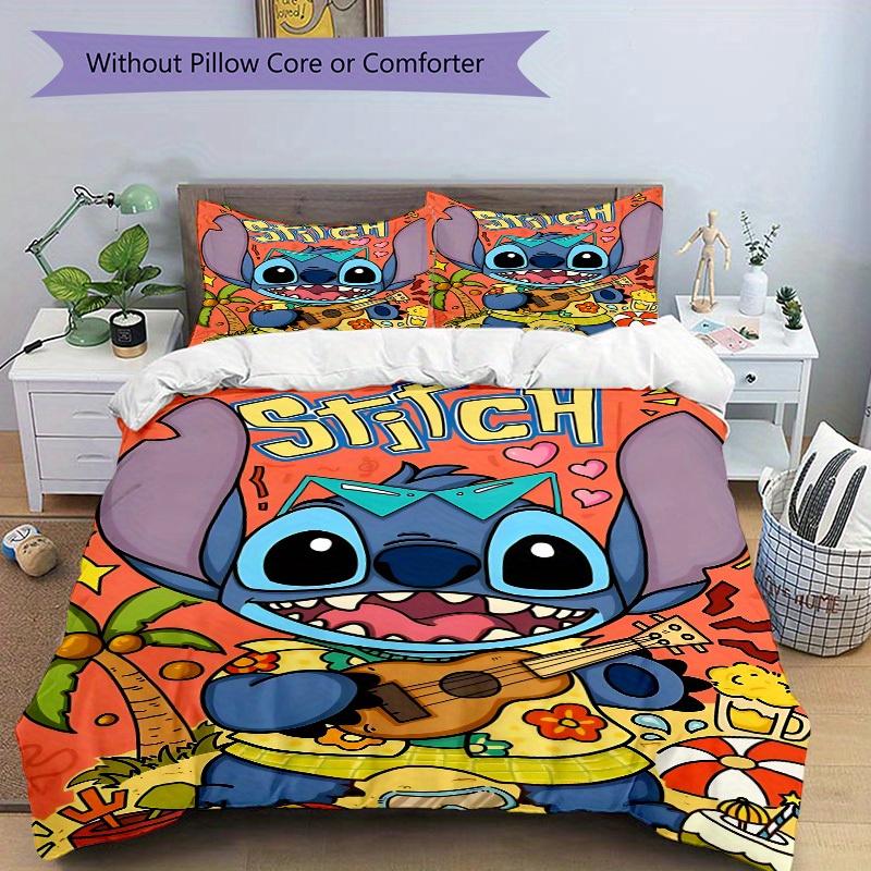 3pcs Stitch Printed Bedding Set, Breathable And Soft, Machine Washable, Christmas Gift, Suitable for Bedroom Decoration, 096
