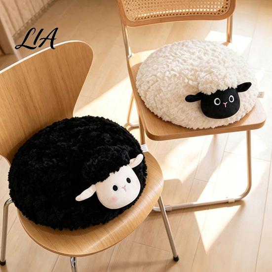 Animal Design Floor Cushion Plush Seat Cushion, Sheep Cat Mouse Round Chair Pad, Memory Skin Friendly Fabric Foam Pillow Sitting for Home Living Room
