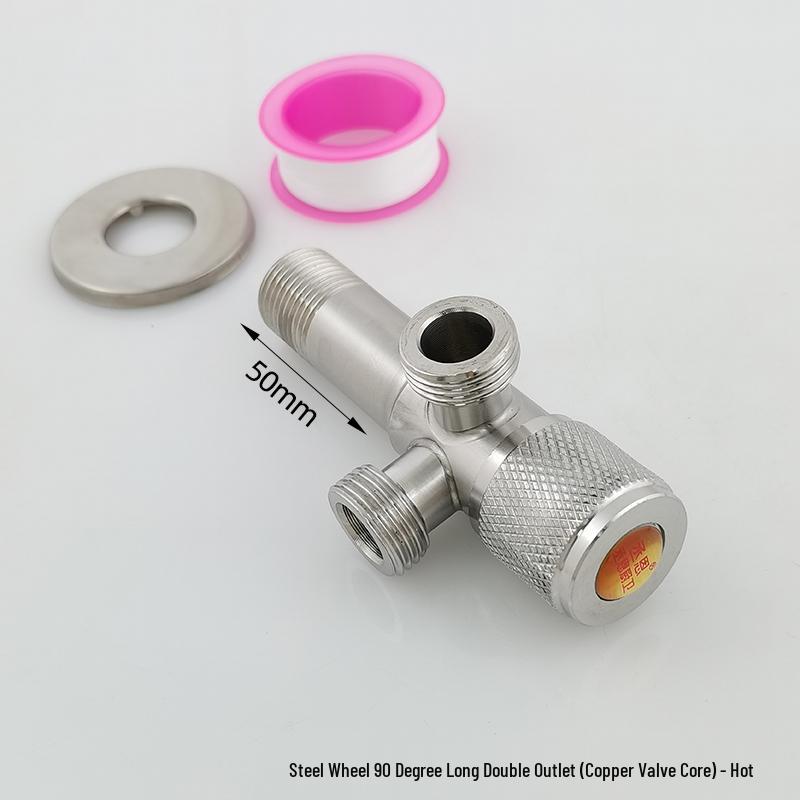 304 Stainless Steel Dual Outlet Hot/Cold Angle Valve Water Heater Diverter Switch