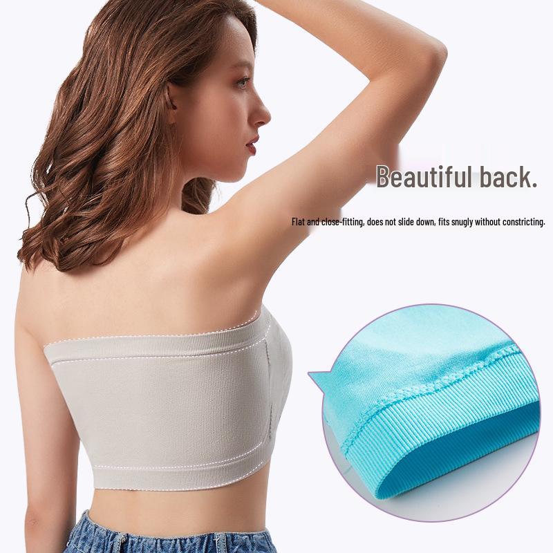 Plus-Size Wireless Double-Layer Bandeau Camisole with Removable Pads