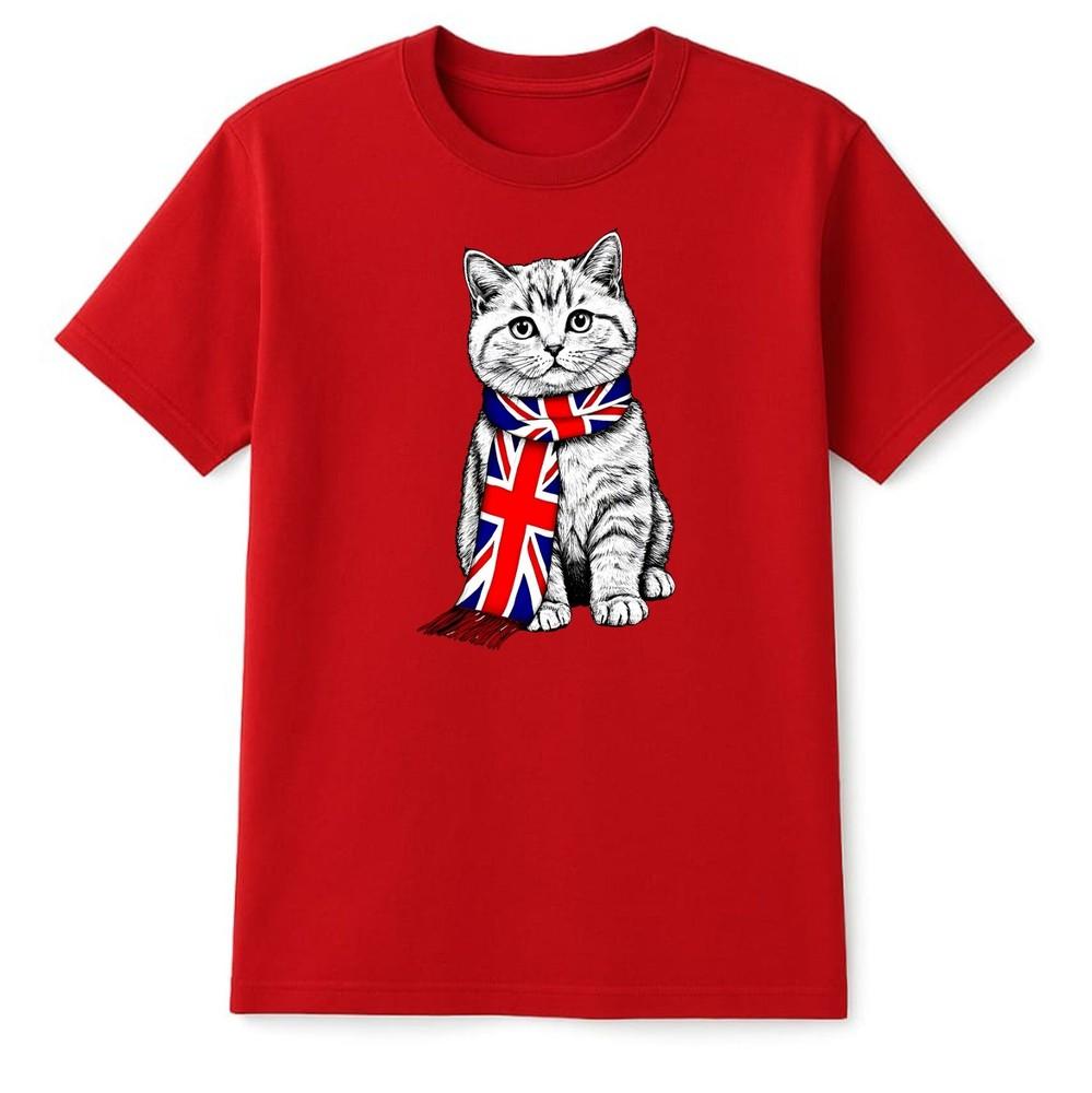 A Cat With A Union Jack Scarf Great Britain British Unisexs TShirt UK Unisex Gifts S