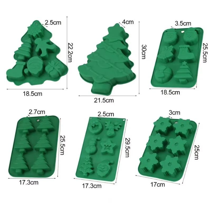 Santa Claus Tree Shape Christmas Silicone Mold Cake Decoration Fondant Cookies Tool Gumpaste Candy Chocolate Mold for Baking