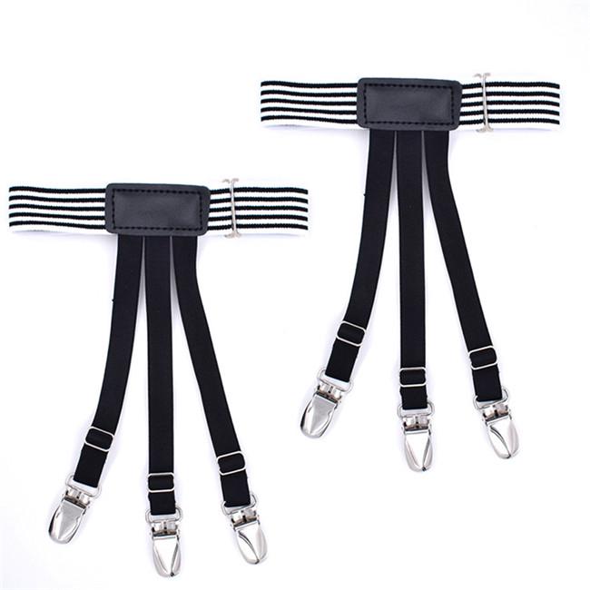 Buy Men's Shirt Stays Holder Leg Suspenders Shirt Braces Elastic Uniform Business Strap Shirt
