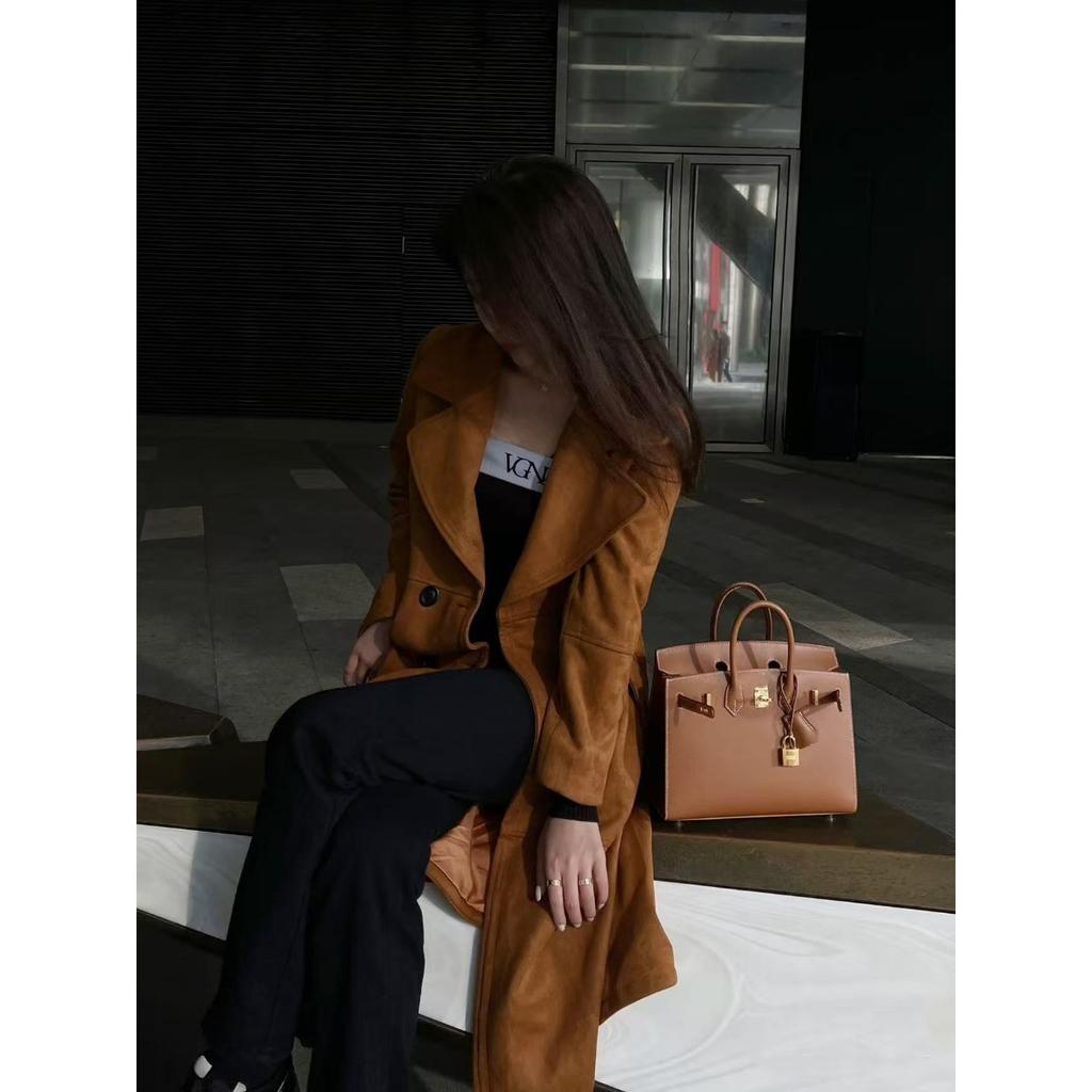 Außennäht Rindsleder Platin-Wrap-Obermaterial Rindsleder Handtasche BK25/30/Rindsleder Große Kapazität Vielseitige Damen-Tasche