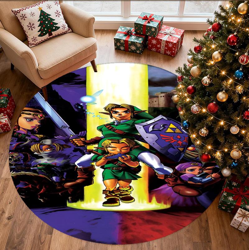 The Legend of Zelda Pattern Round Rug, Indoor/Outdoor Mat, for Picnic, Gameroom, Bedroom, Office, Living Room, Home Decor Carpet, Birthday Gift