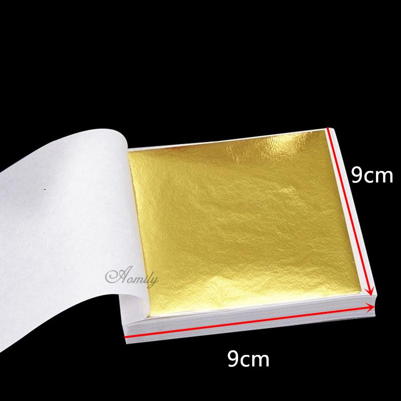 100Pcs Gold Leaf Sheets DIY Nail Gold Leaf Sheets Painting Gold Leaf Paper Resin Decoration Gold-plated Furniture Gold Foil