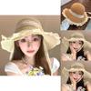 Stylish Khaki And Brown Straw Hat For Women With Lace Up Design For Summer Outings