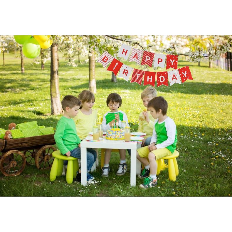 Red White Birthday Banner Happy Birthday Party Decorations