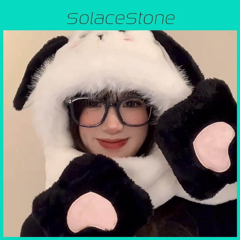 Adorable Dog Ears Hat And Scarf Gloves Trio For Women Warm And Fashionable Winter