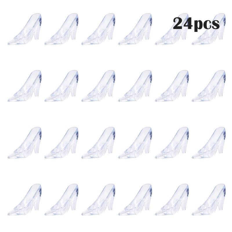 24pcs Mini Princess Crystal High-Heel Shoes Sparkling Plastic Party Decor Weddings Bridal Showers Birthdays Ornaments Decoration