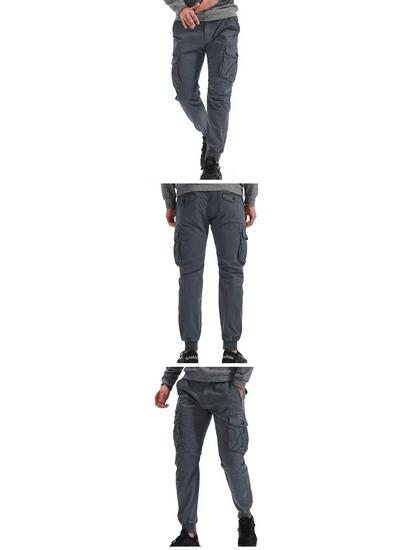 Men's European & American Style Elastic Waist Cargo Jogger Pants - Autumn/Winter Collection
