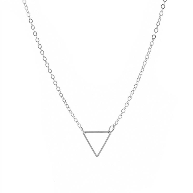 Fashion street photography women's versatile accessories, simple metal hollow triangular collarbone chain necklace