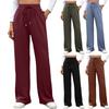 Women's Drawstring Elastic Waist Loose Wide Leg Pants Solid Color Urban Commute Trousers Soft Rayon Casual Sweatpants