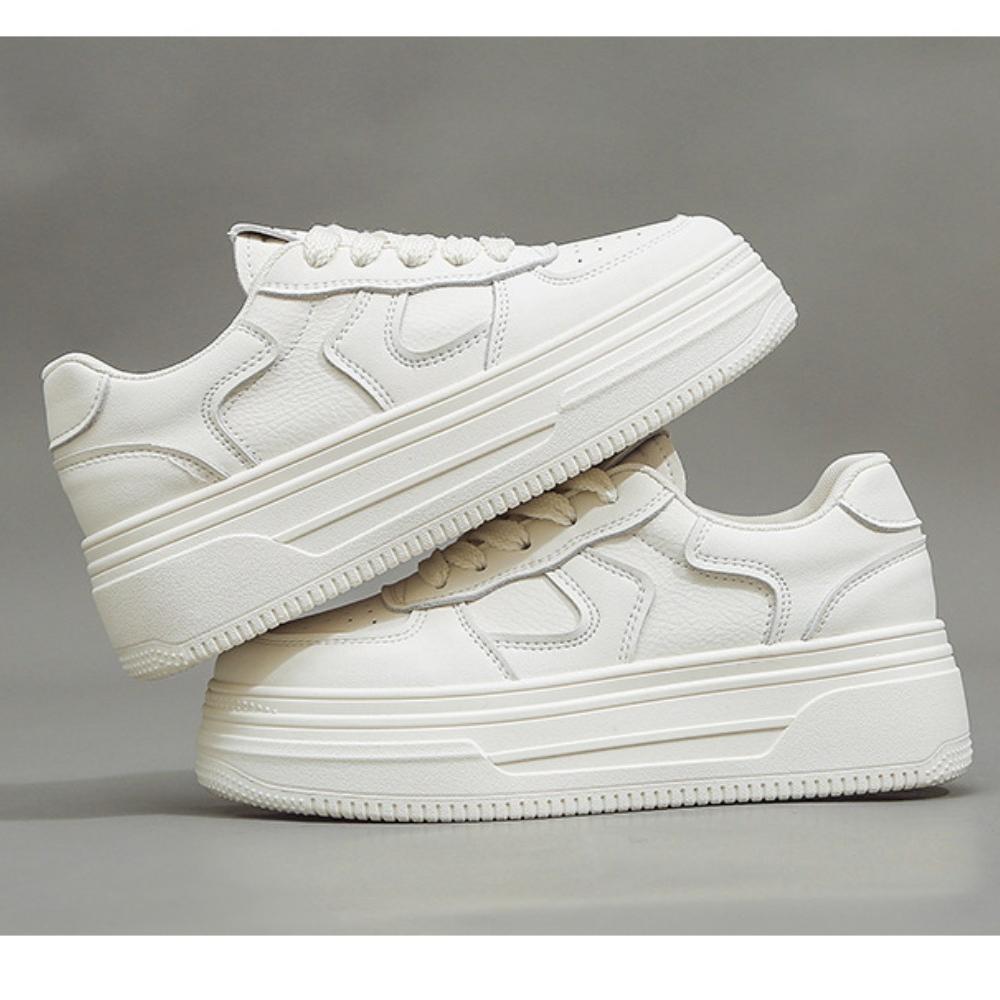 

Fashion Leather Thick Sole Increase Board Shoes 2025 Early Spring New Korean Version of All Small White Shoes Women Leisure 35