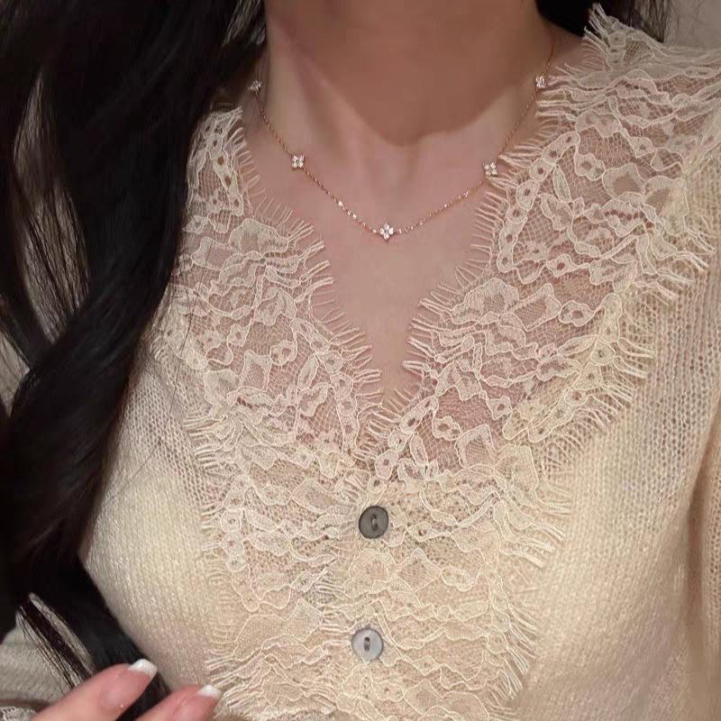 Elegant Zircon Flower Necklace - French Pastoral Style