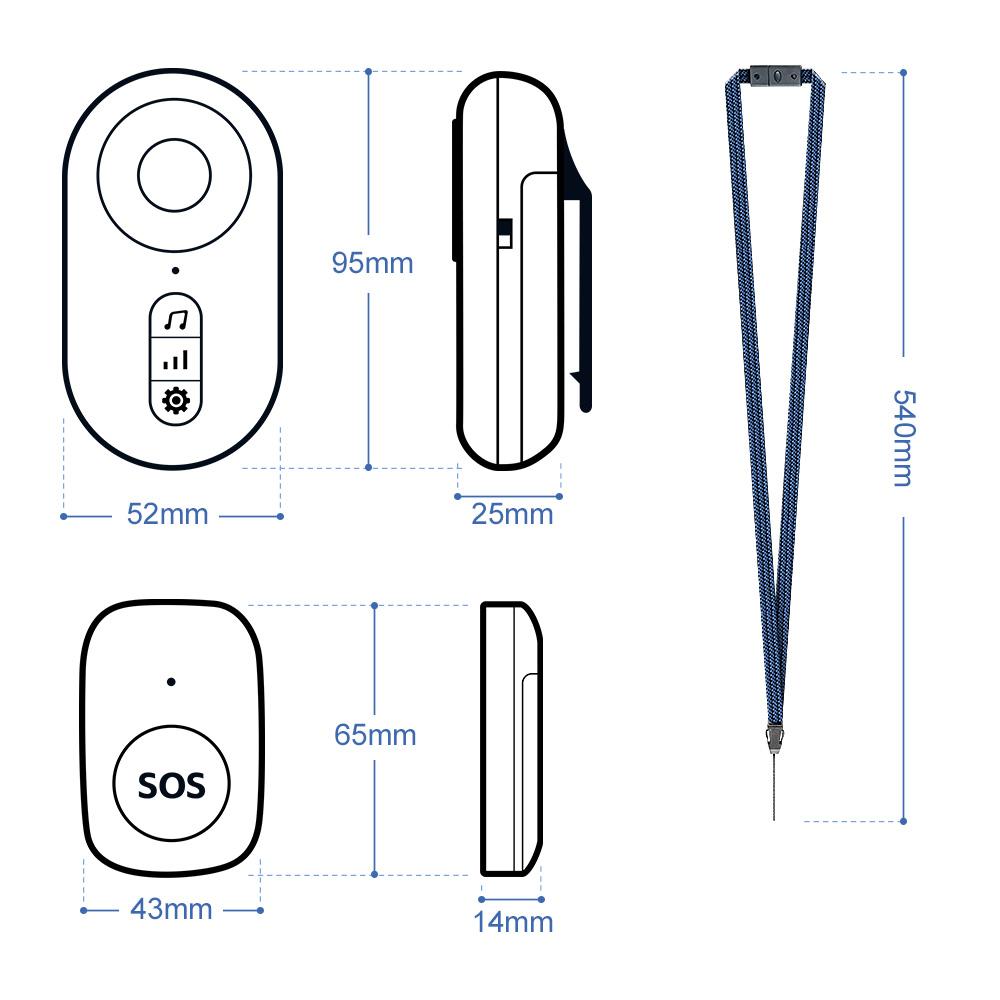 Bezdrátový Pager pečovatele Tlačítka pro volání zdravotní sestry pro seniory Monitorování SOS výstražný systém Přenosný alarmový zvonek pro pečovatelský dům