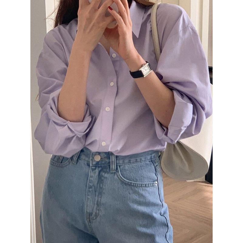 Pure Cotton Bandage Dress Rose Pink Shirt for Women Inner Wear Base Loose All-Matching Slimming Long Sleeve Shirt Coat Trendy