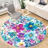 1PC Floral Pattern Office Round Area Rug, Mat Suitable For Office, Under Office Chairs Bedroom Living Room Home Decor, Room Deco