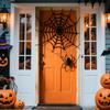 Creepy Haunted House Door Cover Halloween Decoration Spooky Ghostly Door Wrap with Eerie Cemetery Print