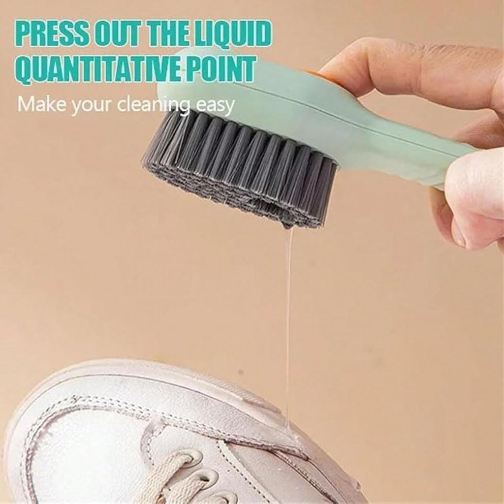 2-in-1 Multifunction Cleaning Brush with Soap Dispenser, Soft Bristle Liquid Shoe & Laundry Brush for Home Cleaning