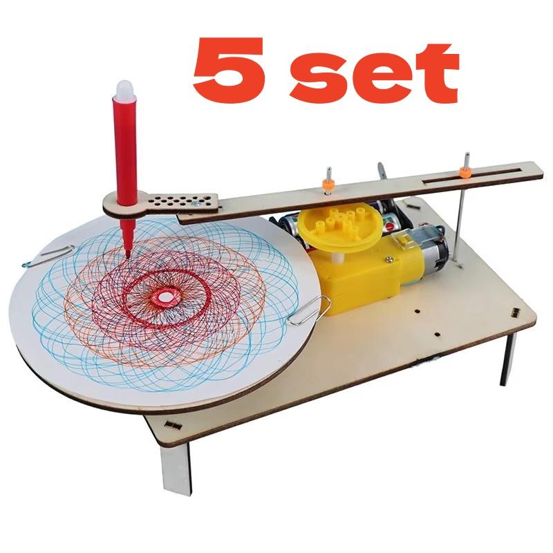 DIY Creative  wooden electric plotter Drawing Robot STEM Kids Model Automatic Painting Science Electronics Kits Experiment