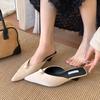French Pointed Single Shoes Women's 2025 Spring New Bag Head Cool Slippers Empty Thick Heels Women's Shoes Soft Soles Are Not Tired