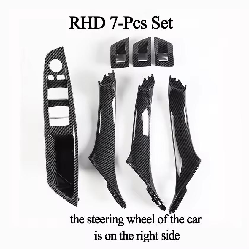 Carbon Fiber Inner Handle for F10 F11 F18 BMW 5 Series Armrest Pull Trim Cover 7 Pcs Set 51417225875 51417261933 51417225879