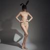 Sexy Women Open Bust Hollow Out Maid Bodysuit Elastic Tights Oil Glossy Shiny Tight Jumpsuit Shaping Leotard Open Crotch