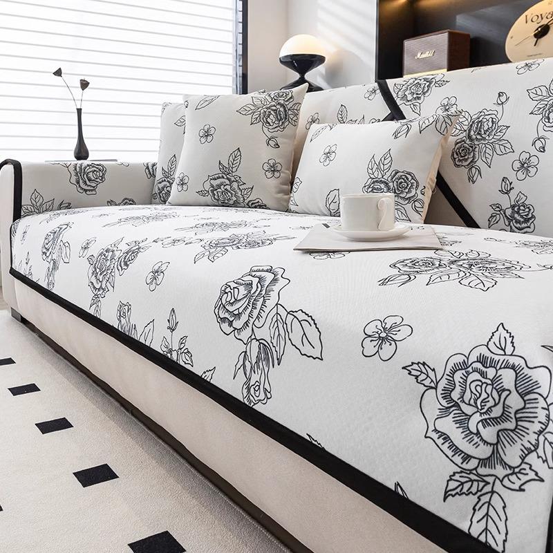 Summer Ice Silk Sofa Cushion Light Luxury High-End Chinese Non-Slip Seat Cushion New Summer Sofa Cover Cover Cloth